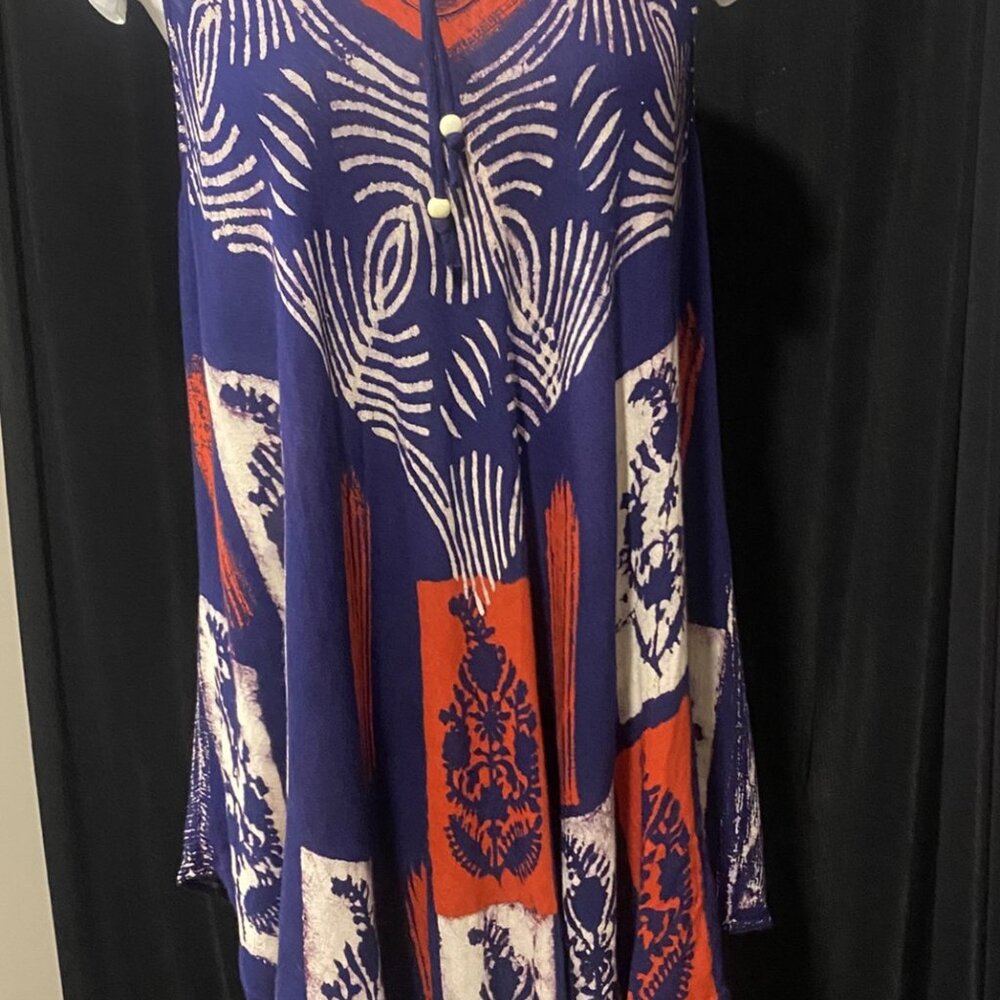 Shiva Fashions Fishbone & Feathers Rayon Dress | One Size | Boho Summer